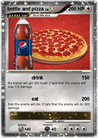 Pokemon bottle and pizza