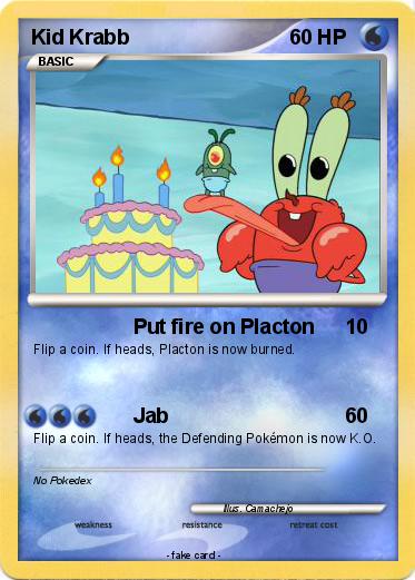 Pokémon Kid Krabb - Put fire on Placton - My Pokemon Card
