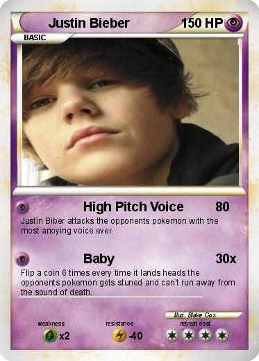 Pok mon Justin Bieber 542 542 High Pitch Voice My Pokemon Card