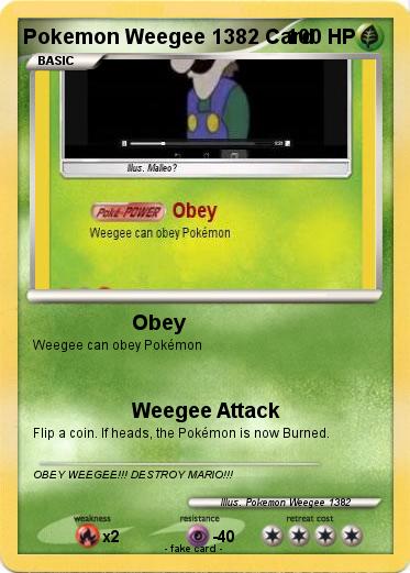 Pokemon Pokemon Weegee 1382 Card