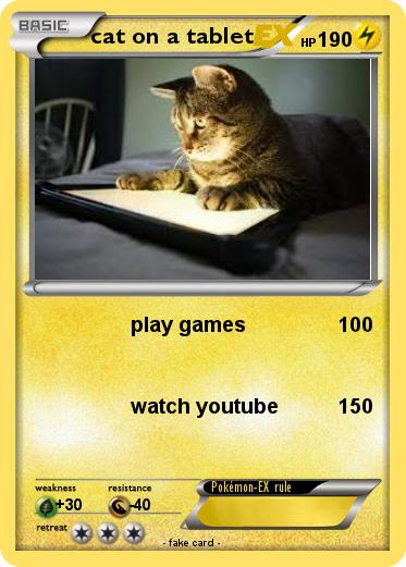 Pokemon cat on a tablet