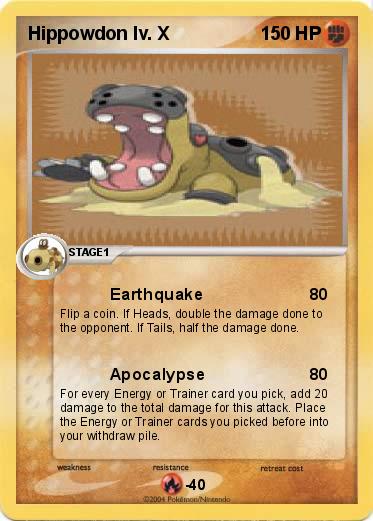 Pokémon Hippowdon lv X - Earthquake - My Pokemon Card