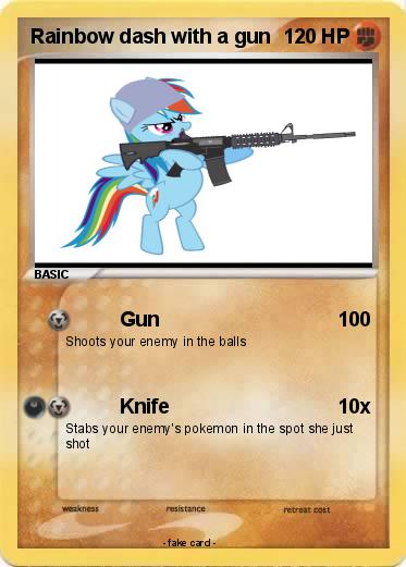 Pokemon Rainbow dash with a gun