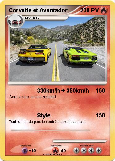 Pokemon Corvette et Aventador