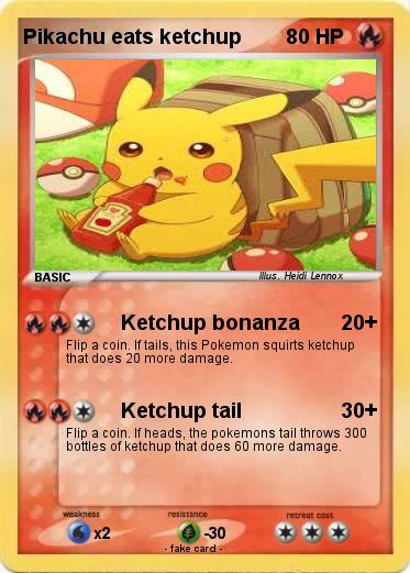Pokemon Pikachu eats ketchup
