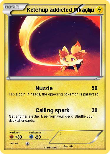 Pokemon Ketchup addicted Pikachu