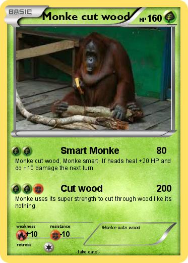 Pokemon Monke cut wood