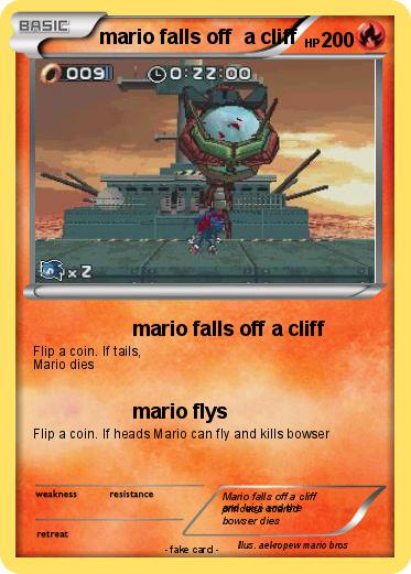 Pokemon mario falls off  a cliff