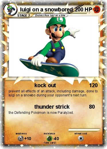 Pokemon luigi on a snowbored