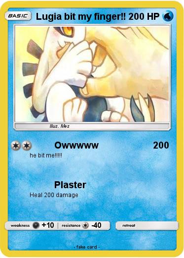 Pokemon Lugia bit my finger!!
