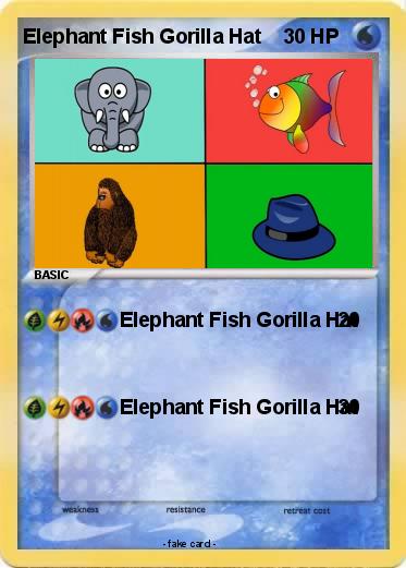Pokemon Elephant Fish Gorilla Hat