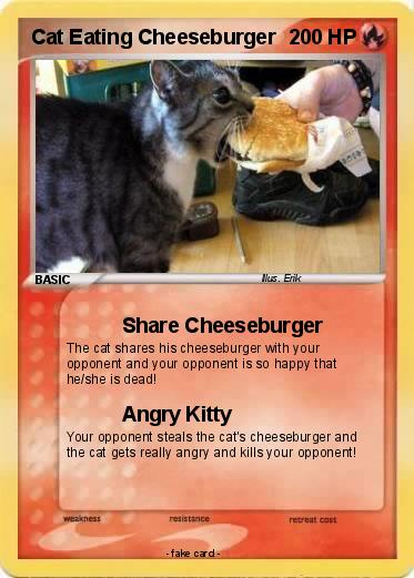 Pokemon Cat Eating Cheeseburger
