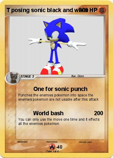 Pokemon T posing sonic black and white