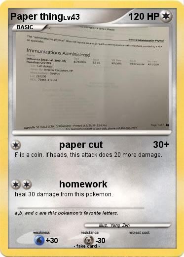 Pokemon Paper thing