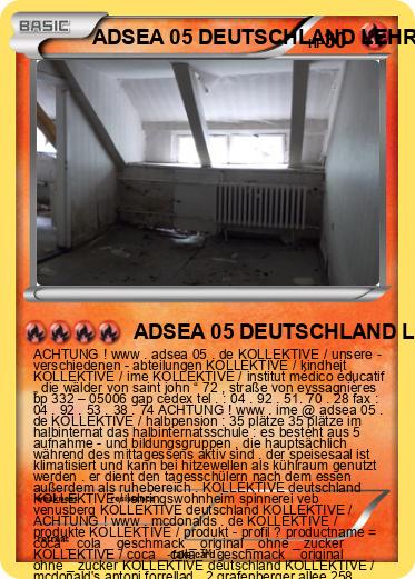 Pokemon ADSEA 05 DEUTSCHLAND LEHRINGSWOHNHEIM VEB SPINNEREI VENUSBERG DEUTSCHLAND IME DEUTSCHLAND