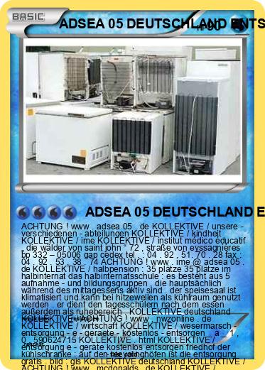 Pokemon ADSEA 05 DEUTSCHLAND ENTSORGUNG E - GERÄTE KOSTENLOS ENTSORGEN DEUTSCHLAND IME DEUTSCHLAND