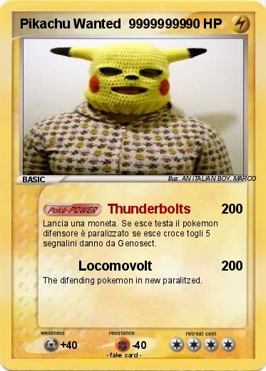 Pokemon Pikachu Wanted  99999999