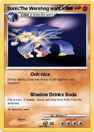 Pokemon SonicThe Werehog want kiss!