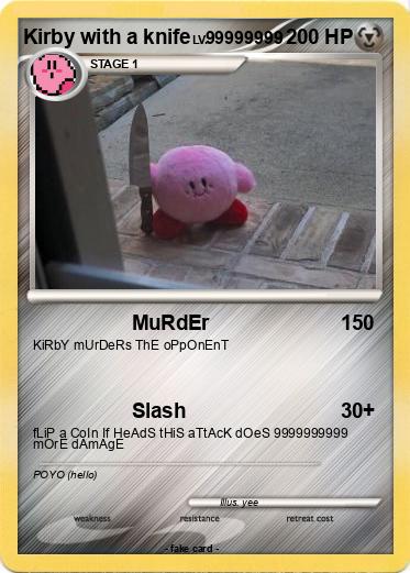 Pokemon Kirby with a knife