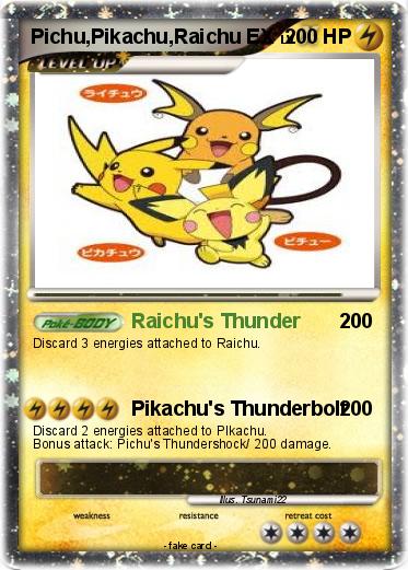 Pokemon Pichu,Pikachu,Raichu EX