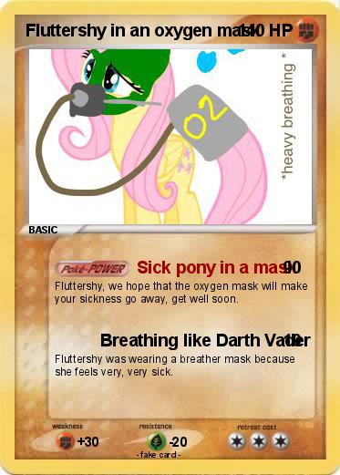 Pokemon Fluttershy in an oxygen mask