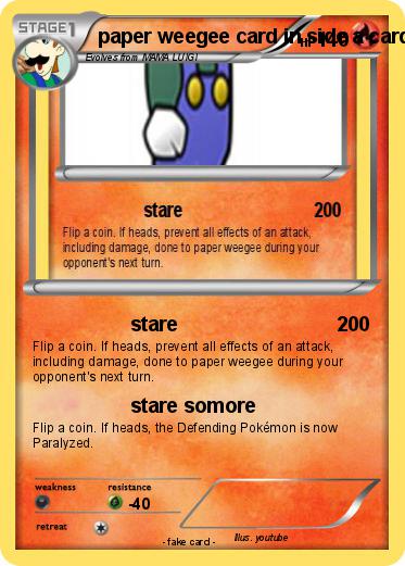 Pokemon paper weegee card in side a card