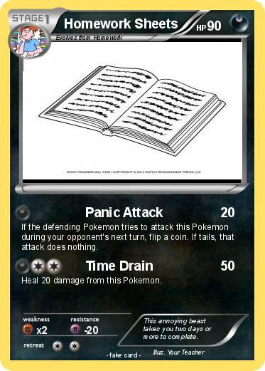 Pokemon Homework Sheets