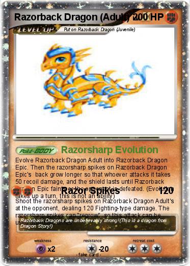 Pokemon Razorback Dragon (Adult)