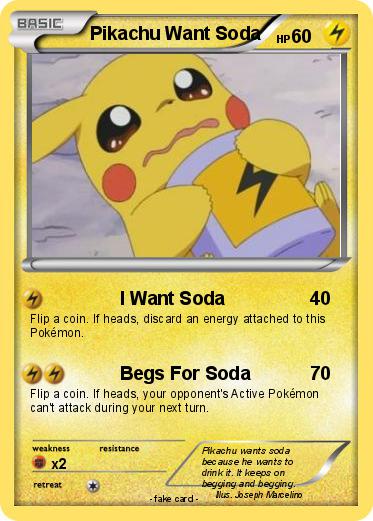 Pokemon Pikachu Want Soda