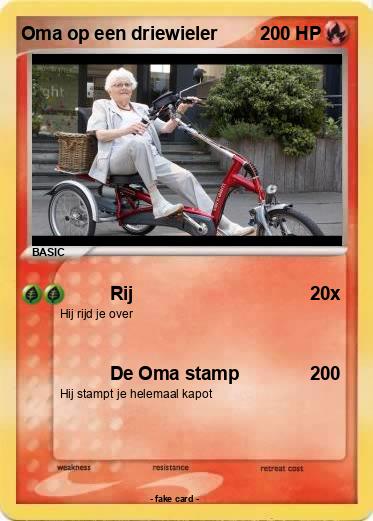 Pokemon Oma op een driewieler