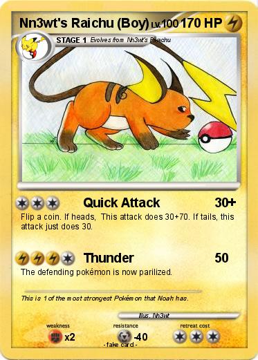 Pokemon Nn3wt's Raichu (Boy)