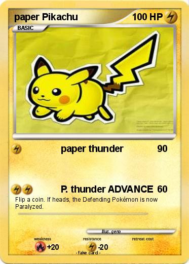 Pokemon paper Pikachu