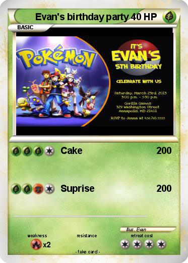 Pokemon Evan's birthday party