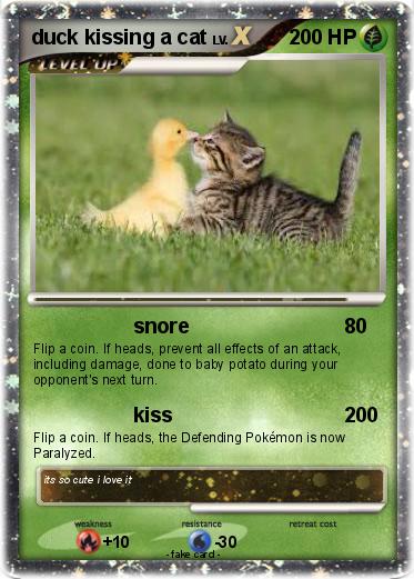 Pokemon duck kissing a cat
