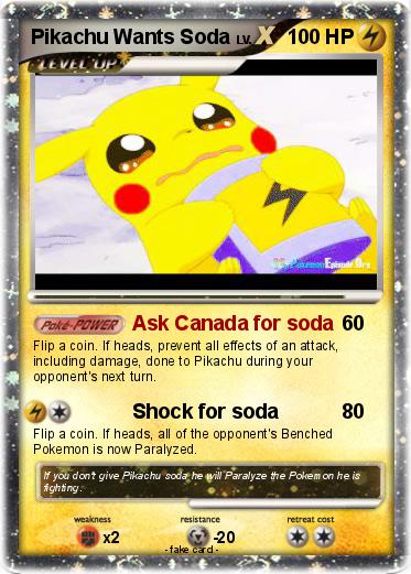 Pokemon Pikachu Wants Soda