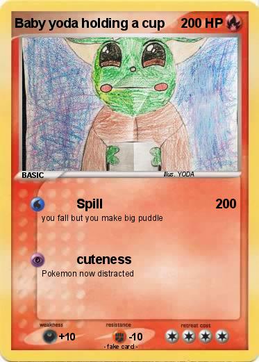 Pokemon Baby yoda holding a cup
