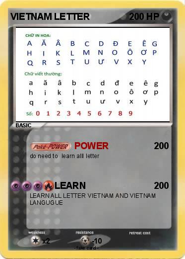 Pokemon VIETNAM LETTER