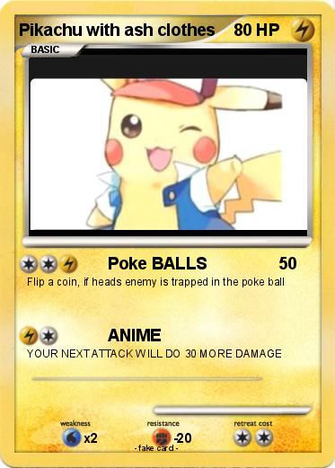 Pokemon Pikachu with ash clothes