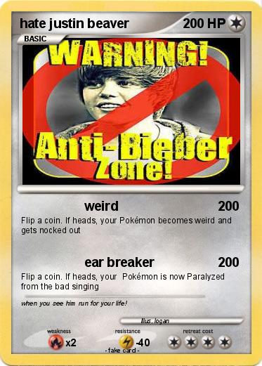 Pokemon hate justin beaver