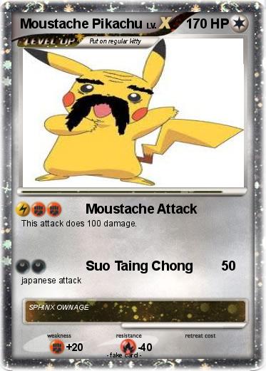 Pokemon Moustache Pikachu
