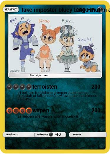 Pokemon fake imposter bluey bingo muffin and socks