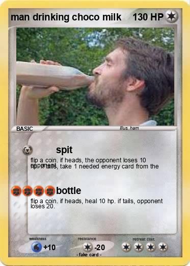 Pokemon man drinking choco milk