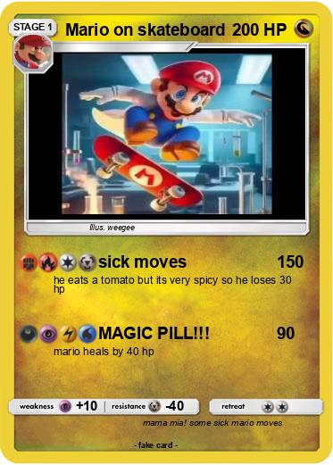 Pokemon Mario on skateboard