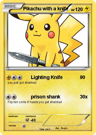 Pokemon Pikachu with a knife