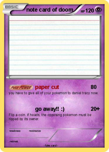 Pokemon note card of doom