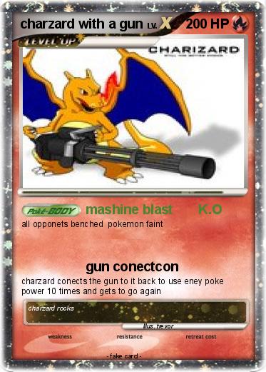 Pokemon charzard with a gun
