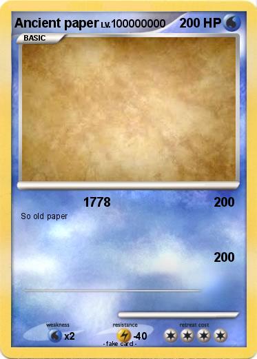 Pokemon Ancient paper