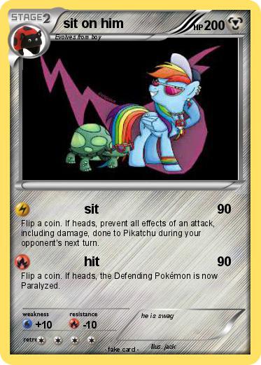 Pokemon sit on him