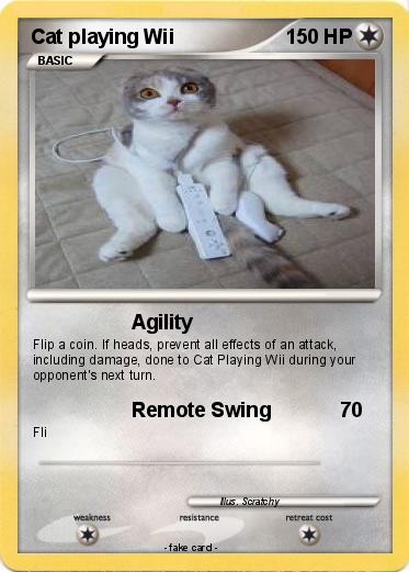 Pokemon Cat playing Wii