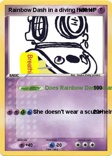 Pokemon Rainbow Dash in a diving helmet